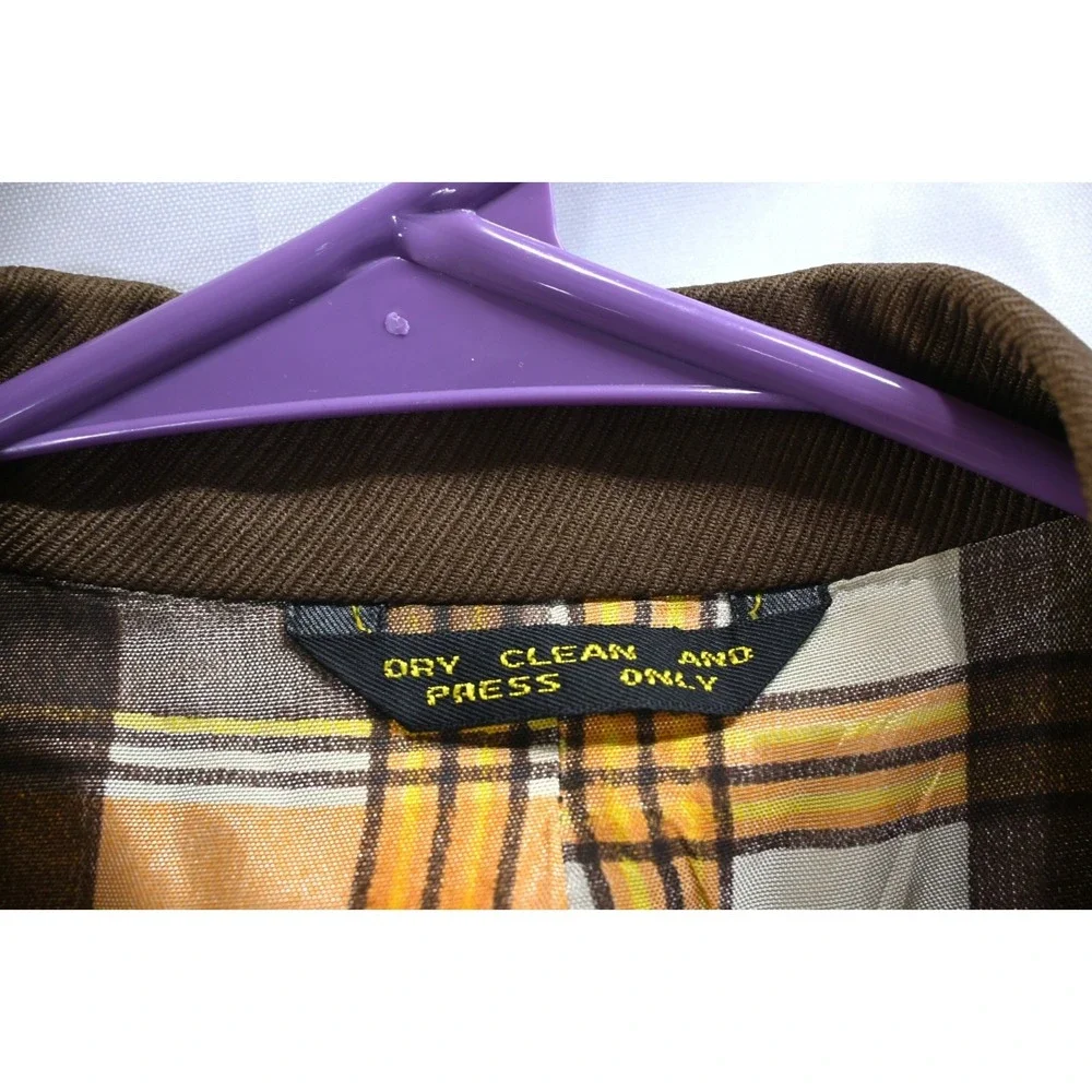 Vintage Calvin Tailored Brown Blazer Sport Coat Plaid Lined Jacket 40R